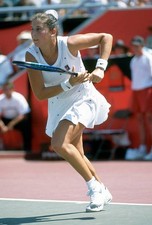 Monica Seles of Yugoslavia in action at a women's singles match at- Old Photo
