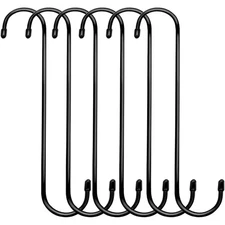 10 In. Black Plant Hanger S Hooks Indoor Outdoor Steel with Rubber Caps for Kitc