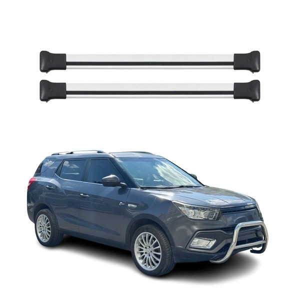 DachträGer GrundtäGer FüR Ssangyong XLV 2016-2020 75Kg Aluminium Silber 2 Tlg-image