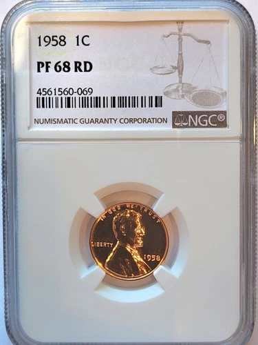 1958-P NGC Proof-68 Red Lincoln Cent. #221