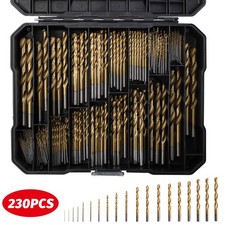 230PCS Drill Bit Set 1/16-3/8 HSS Titanium Mu...
