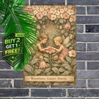 Flower Fairy Novelty Garden Sign Vintage Metal Tin Decor 8x12