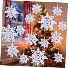 Winter Christmas Hanging Snowflake Decorations 12Pcs 3D Paper White Snowflake