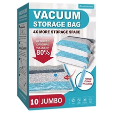 Vacuum Storage Bags 10 Jumbo Space Saver with Pump Sealer for Clothes Comforters