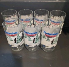 Vtg 1995 Budweiser Anheiser Clydesdale Christmas Drinking Glasses Tumblers (7)