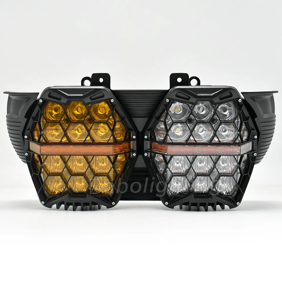 Faro doble LED ámbar + transparente DRL para Harley Davidson Road Glide 2015-2023 Foto 3 de 4