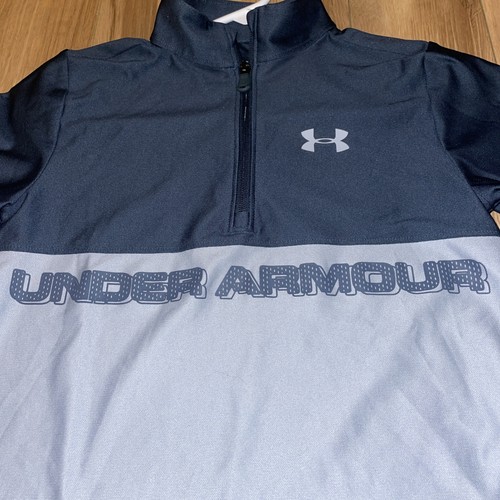 Under Armour Youth M Heat Gear 1/4 Zip Pull Over Top grau sportlich locker - Bild 2 von 6