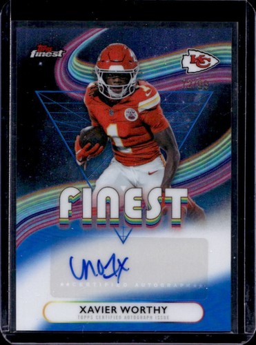 2025 Topps Finest Xavier Worthy Auto Autograph Blue Refractor #/99 Chiefs