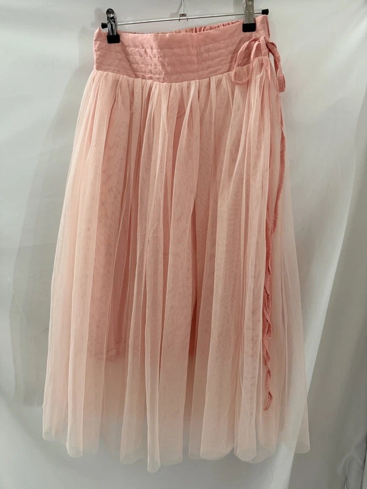 Saia de Tule Rosa Claro, Midi, Pequena, Elástica, Acento de Gravata, - Imagem 2 de 4