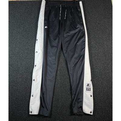 Starter Authentic Mens Snap Off Track Pants Black White Size L Athletic