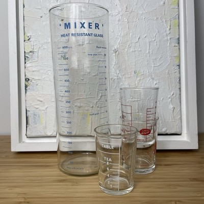 Glas Messbecher Tee-/Taschlöffel 4er Set Retro Kitchenalia