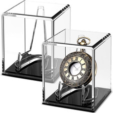 2 Pcs Pocket Watch Display Case Acrylic Stand Cube Transparent