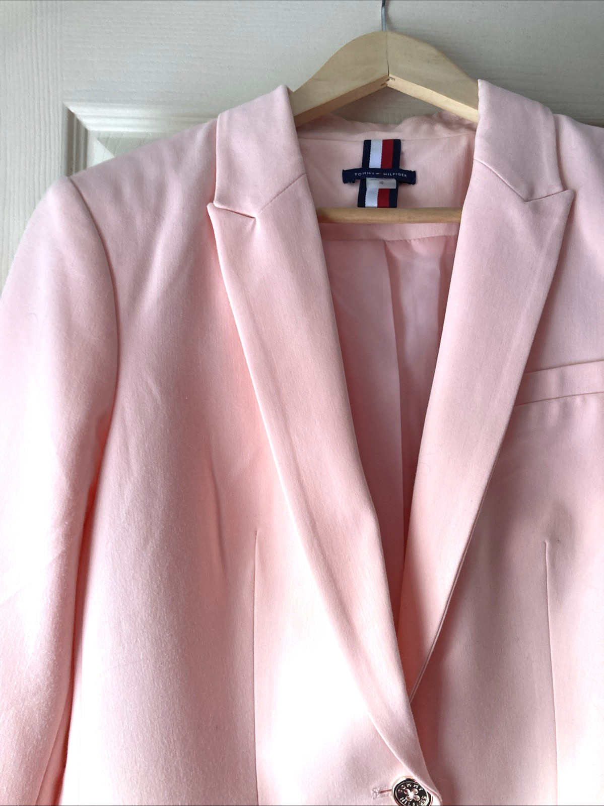 Tommy Hilfiger Modern One Button Women Sz 10 Pink Lined Tailored Jacket A1 image 3
