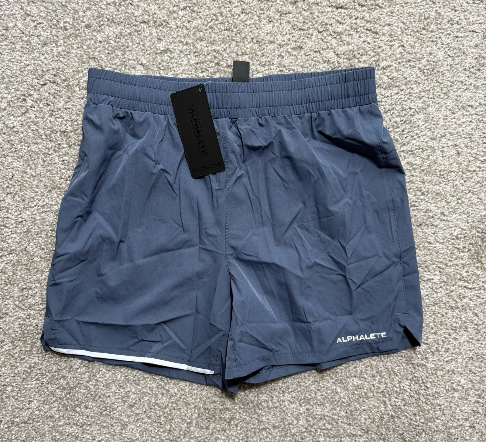 alphalete activewear 5” Infinity Core Running Shorts reflective Blue Mens Sz M