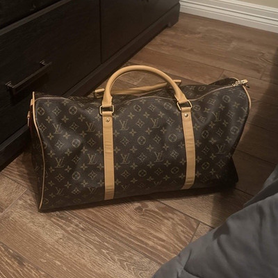 Louis Vuitton Monogram Canvas Duffle Bag 29'' & Up Zip Top Handles Brown/Beige