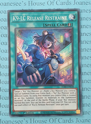 JUSH-EN038 K9-LC Release Restraint Super Rare Yu-Gi-Oh Card 1st Edition New