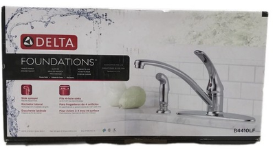 #ad Delta Foundations Single Handle Standard Kitchen Faucet w Side Sprayer in Chrome $54.75