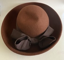 Vintage Women s Hat SONNI San Francisco Brown w/Bow 100 Wool Felt Hat USA