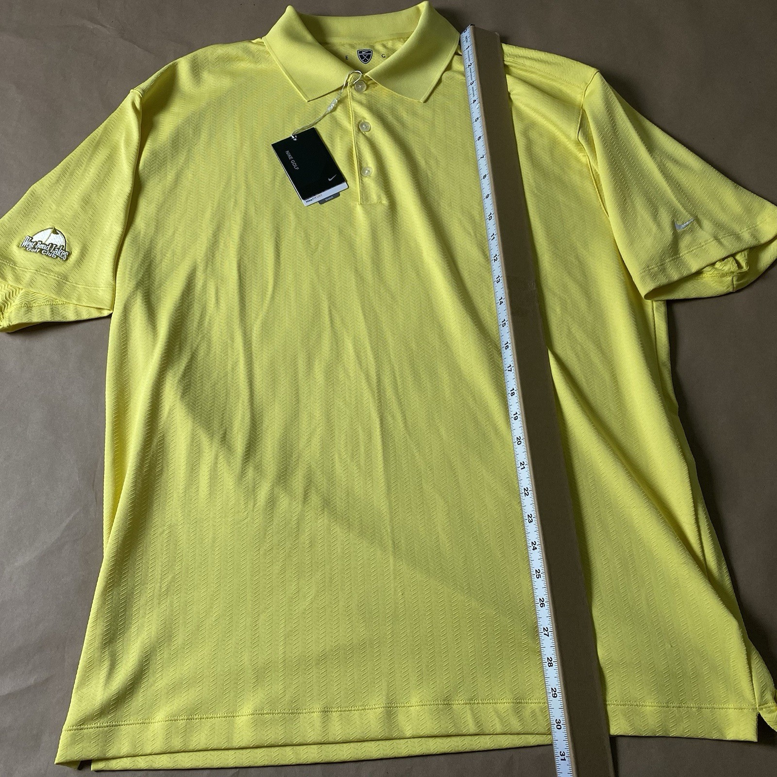 Nike XL X-Large Golf Fit Dry Stretch Polo CL Yellow Textured Patterned West Bend thumbnail 22