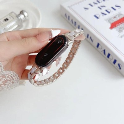 For Xiaomi Mi Band 9 8 Steel Bracelet Metal Wristband Jewelry Bangle Resin Strap