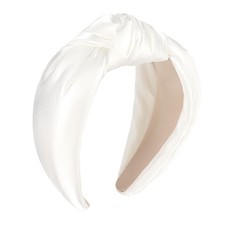 White Satin Top Knot Wide Knotted Fashion Cloth Headband NonSlip Hairband