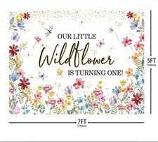 Wildflower 1st Birthday Backdrop 7x5 ft Watercolor Floral Our Little One