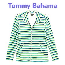 Tommy Bahama Full Zip Jacket Sz S Multicolor Striped Cotton Pockets Casual Beach