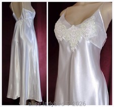 Vintage GOWN Liquid SATIN Full Dress SLIP Maxi Skirt Lingerie Bridal M 36-38