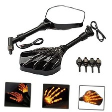 Motorcycle Mirrors Rear View Mirrors,Elctric bright Skull Skeleton Hand