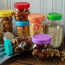 18 Pack 9 Wide Mouth & 9 Regular Mouth Mason Jar Lids with Silicone Rings,Thi...
