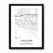 Loma Linda,United States Minimalist Framed Wall Art Poster Canvas Print Picture