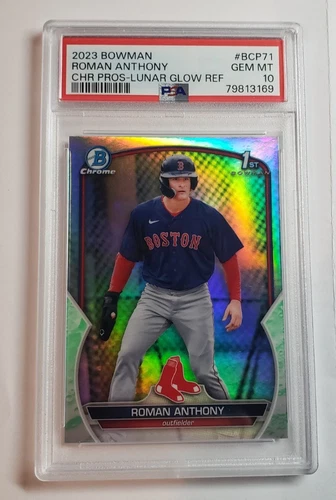 Roman Anthony 2023 Bowman Chrome #BCP-71 Lunar Glow Refractor PSA 10