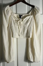 Forever21 Womens Y2K Puff Sleeve Milkmaid Top Size M Yellow Cottagecore Coquette