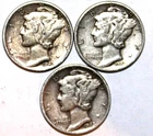 (3) Mercury Dimes - 1942D 1942P 1942S - VF/XF - #0486ED - FREE SHIPPING