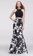 Blondie Nites By Stacy Sklar Cage-Back Faux 2-Piece Floral Mermaid Dress Sz 11