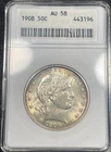1908 Barber Half Dollar 50c ANACS AU58 About Uncirculated Soapbox
