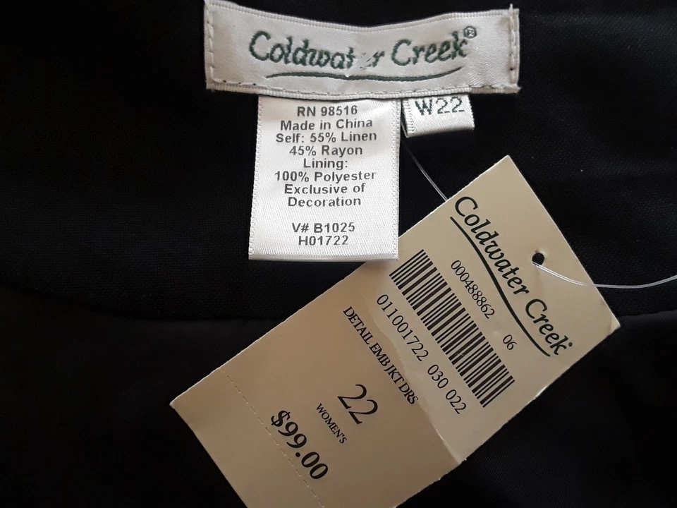 Chaqueta bordada negra para mujer Coldwater Creek talla W22 Foto 4 de 4