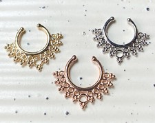 1pc Non-Piercing Lacey Edge Septum Hanger Clip-On Fake Nose Ring Body Jewelry