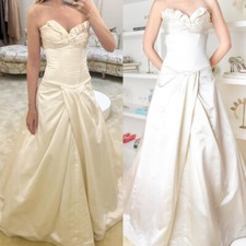 Satin Wedding Dresses White Ivory Simple Victorian 1960s Vintage Bridal Gowns