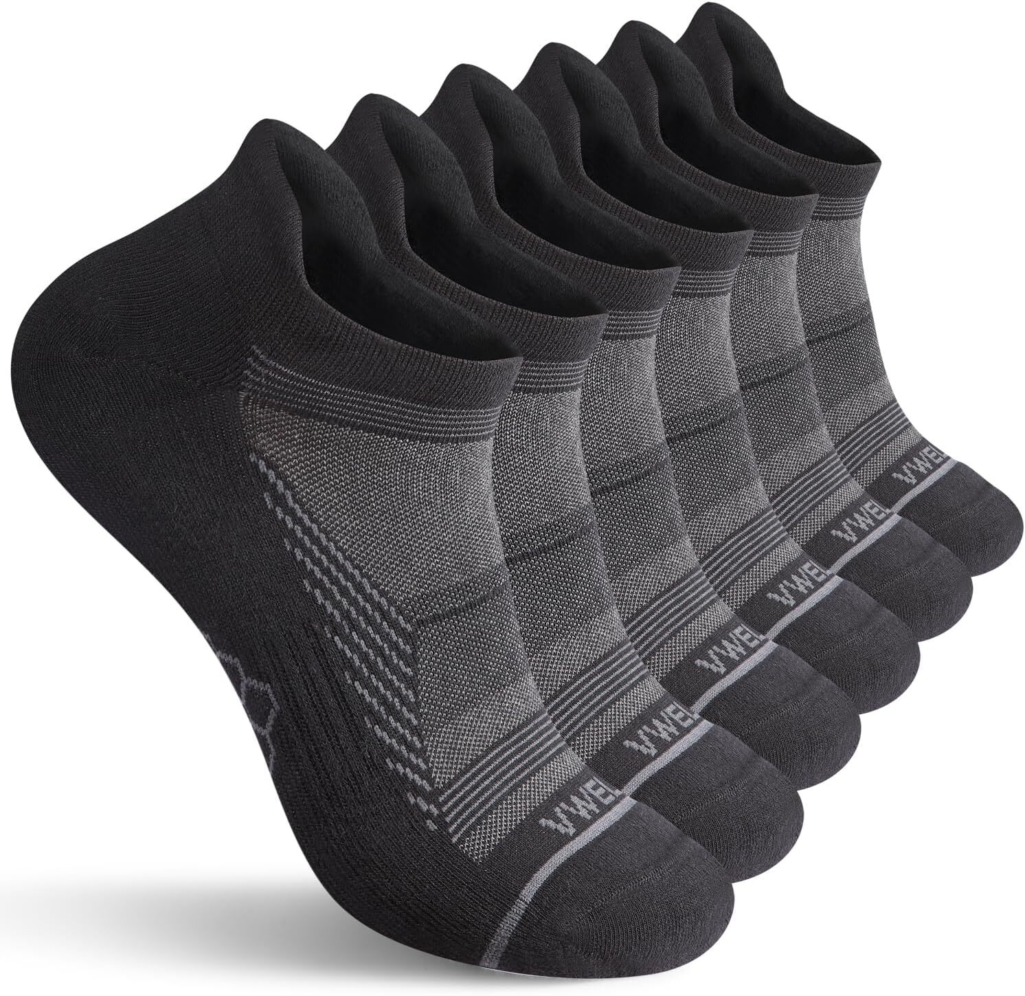VWELL High-Performance Men's Running Ankle Socks in Black-Grey-image