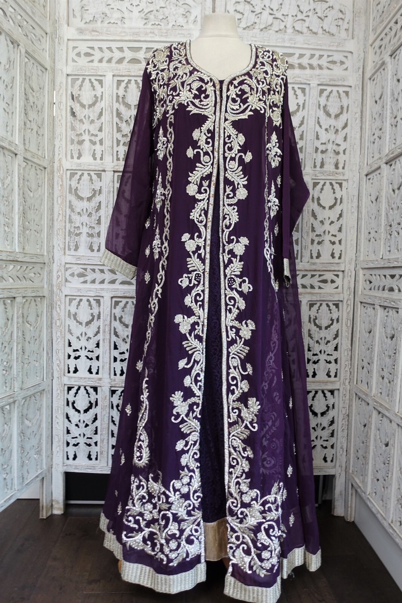 Purple UK 24 EU 50 XL 4pc gown indian Pyjami churidaar suit