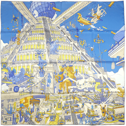 Hermes Scarf LEGENDE DU CHEVAL A PLUMES Carre Foulard Silk UGO GATTONI 90cm