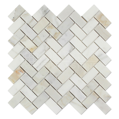 Calacatta Gold (Italian Calcutta) 1 X 2 Herringbone Mosaic Tile