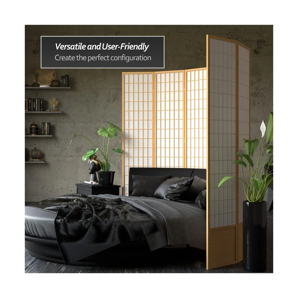 Linterna roja 7 pies Pantalla Shoji Panel Ventana Alta-Natural-4 Paneles Divisor de Habitación Foto 3 de 4