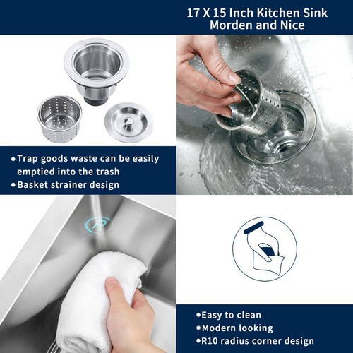 Undermount Single Double Bowl Stainless Steel Kitchen Sink Rectangular Basin US - Picture 51 of 52