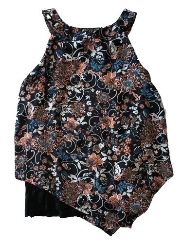 AB Studio Layered Tank Top Womens Small Boho Layered Blouse Chiffon Floral - Picture 7 of 8