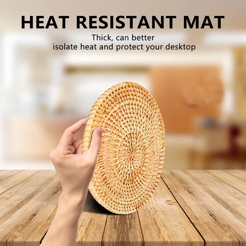 4 Pcs Rattan Trivets for Hot DishesInsulated Hot Pads,Durable Pot
