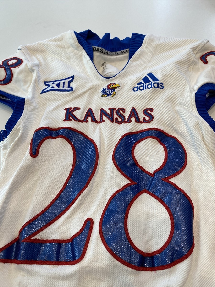 Game Worn Used Kansas Jayhawks KU Football Jersey Adidas Size M #28 - Main Image