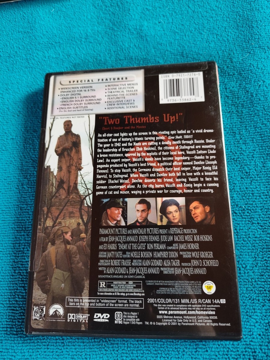 Enemy at the Gates (DVD, 2001, Widescreen) Jude Law, Rachel Weisz