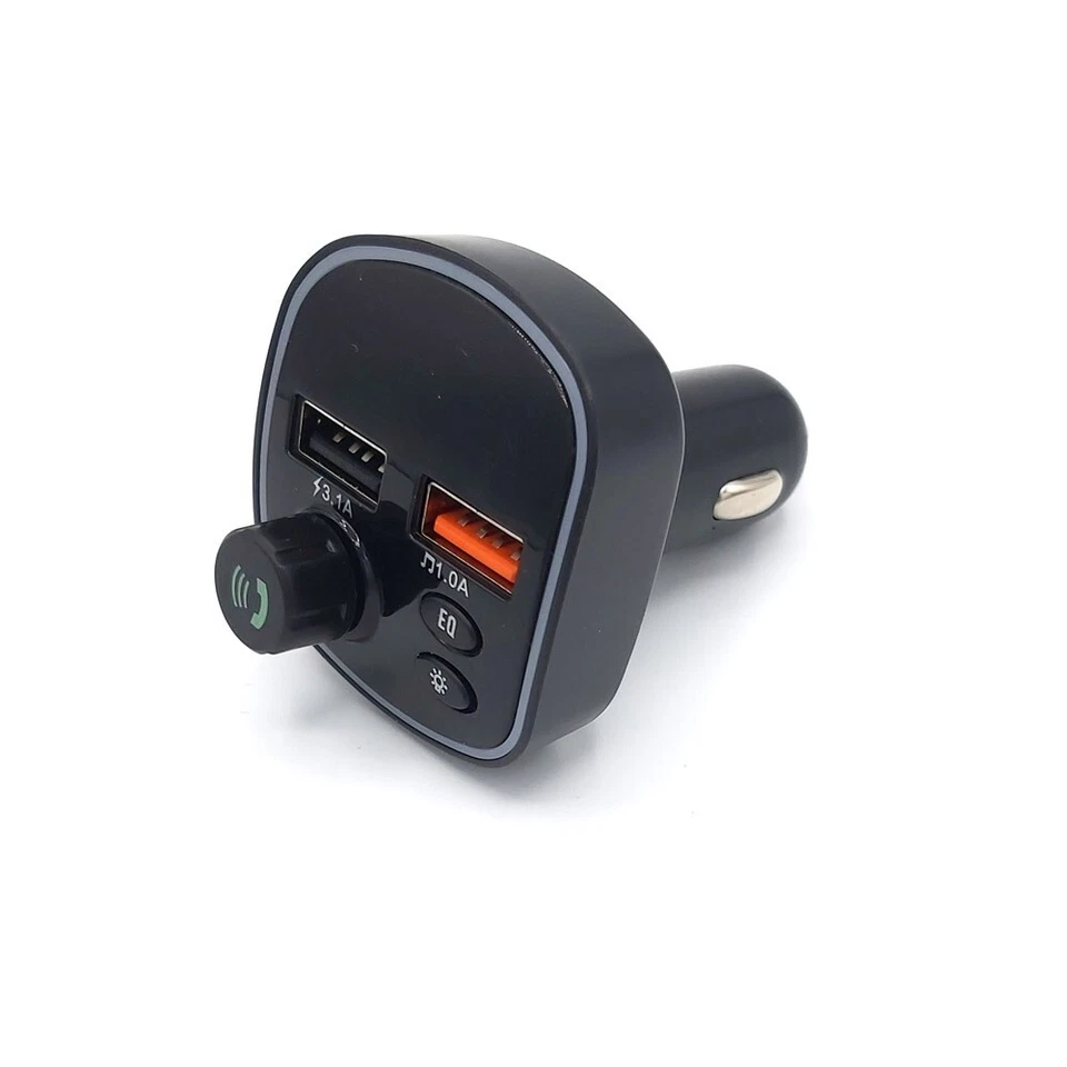 REPRODUCTOR TRANSMISOR FM 3.1A COCHE MECHERO BLUETOOTH MP3 TF 2x USB Led Colores - Imagen 2 de 4